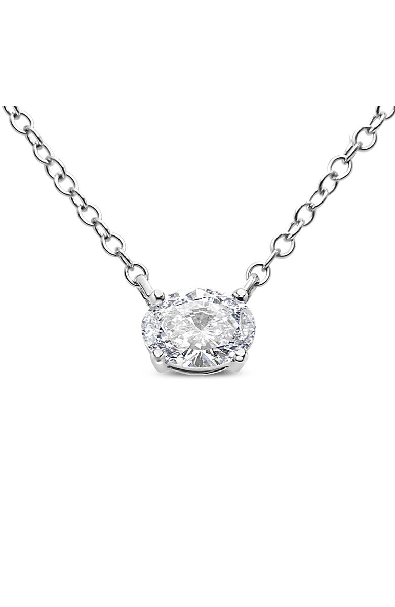 Haus of Brilliance 14K White Gold 1/2 Cttw Lab Grown Oval Shape Solitaire Diamond East West Pendant, Main, color, White