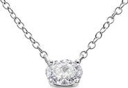 Haus of Brilliance 14K White Gold 1/2 Cttw Lab Grown Oval Shape Solitaire Diamond East West Pendant