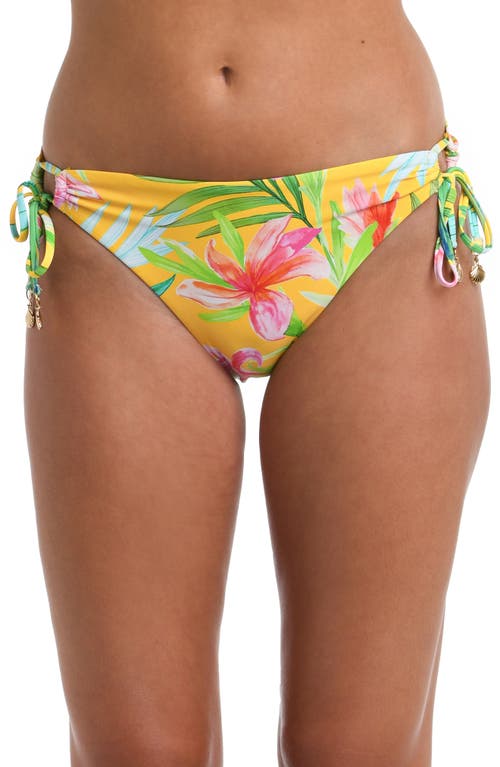 La Blanca Calypso Ajustable Loop Bikini Bottoms In Yellow Multi