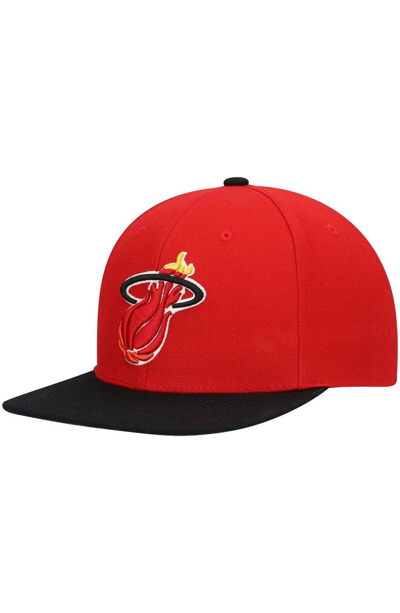 Mitchell & Ness Men's Mitchell & Ness Red/Black Miami Heat Hardwood Classics Team Two-Tone 2.0 Snapback Hat, Main, color, Red