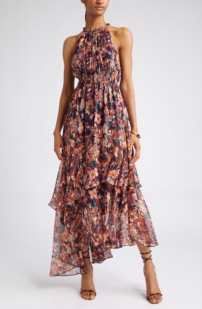 A.L.C. Elaine Tiered Silk Blend Dress, Main, color, 