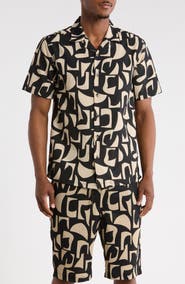 T.R. PREMIUM Abstract Print Camp Shirt