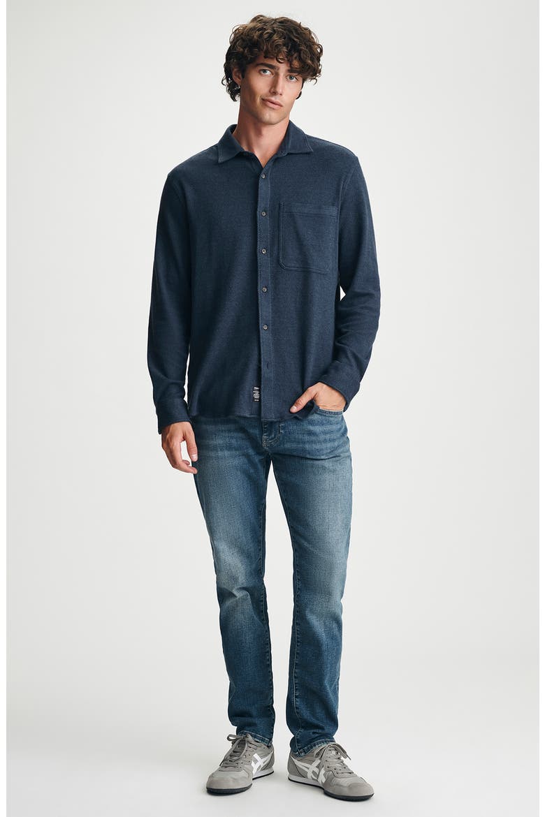 Textured Button Up Shirt, Alternate, color, NAVY