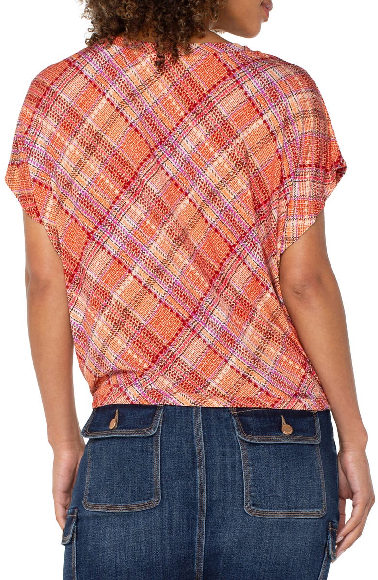 Liverpool Los Angeles Knot Front Plaid Knit Top, Alternate, color, 