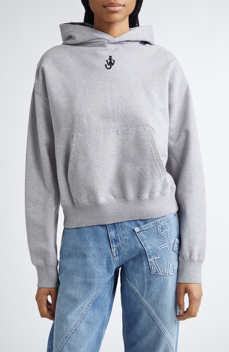 JW Anderson Anchor Logo Embroidered Crop Hoodie, Main, color, 