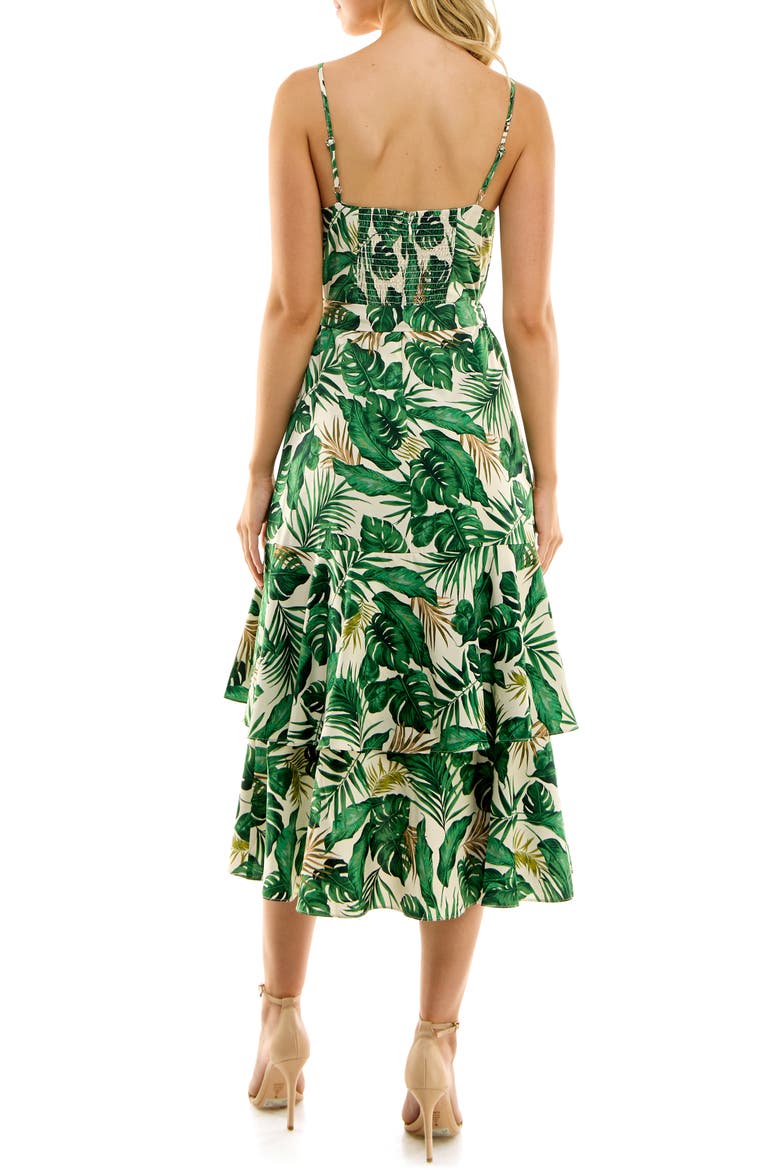 Ruffle Faux Wrap Sundress, Alternate, color, GREEN LEAF PRINT