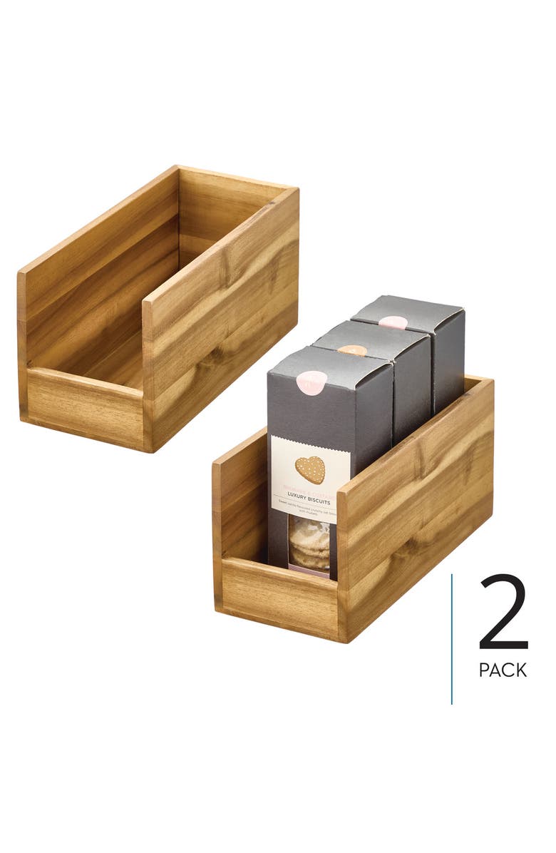 iDesign Acacia Wood Open-Front Pantry Bin for Kitchen Organization, Alternate, color, Natural