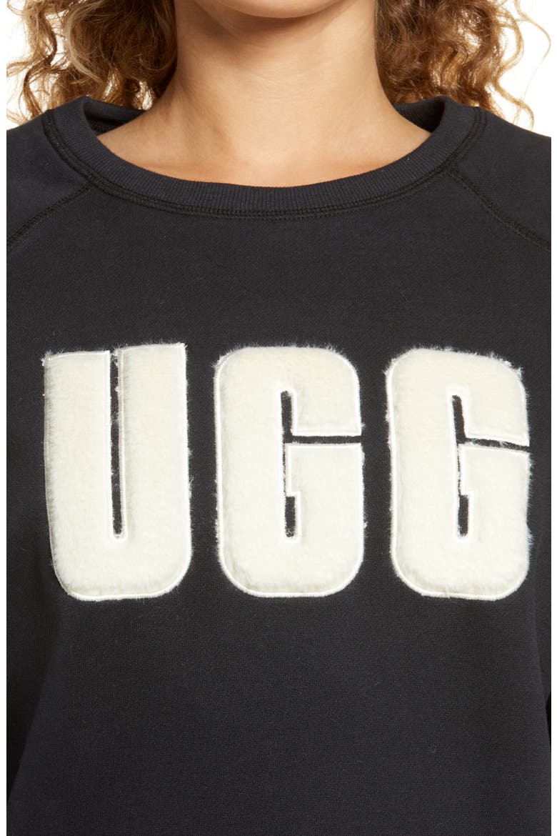 Collection Madeline Fuzzy Logo Graphic Sweatshirt, Alternate, color, BLACK / CREAM