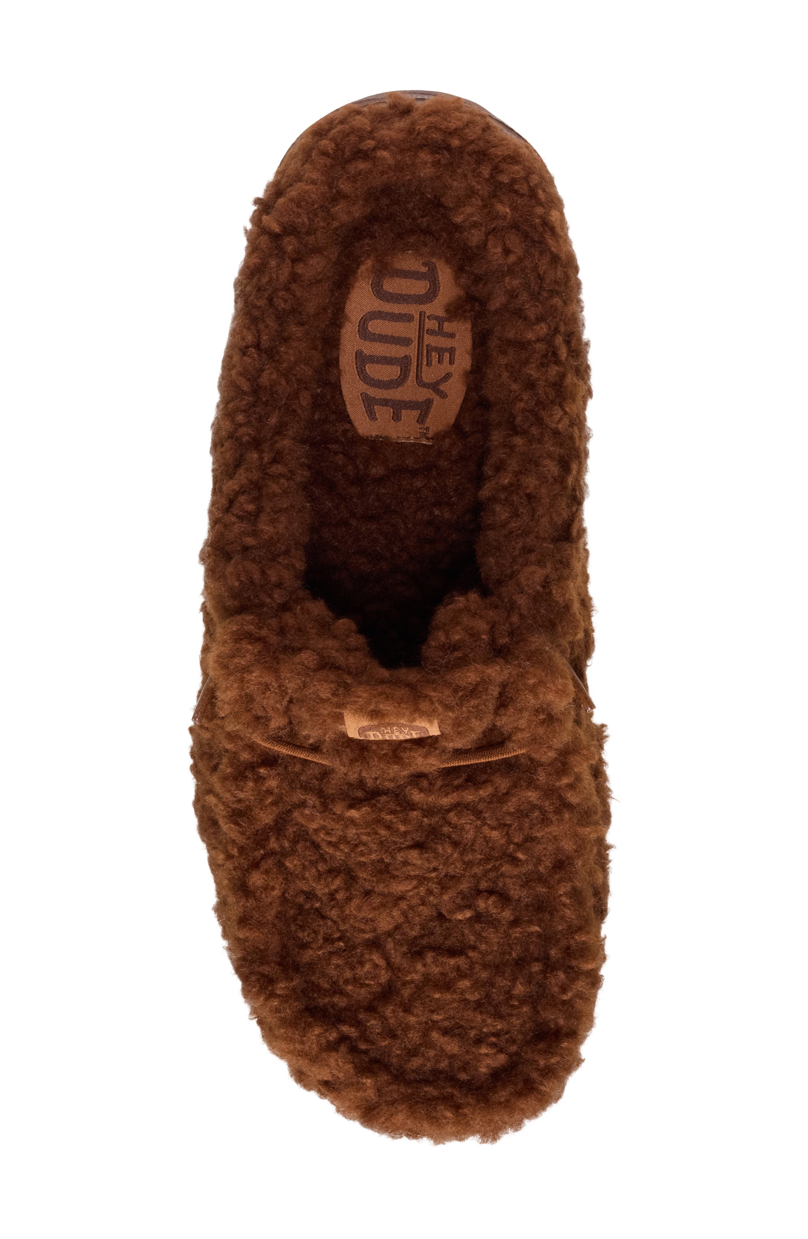 Hey Dude Wally Faux Shearling Slipper, Alternate, color, Downtown Brown
