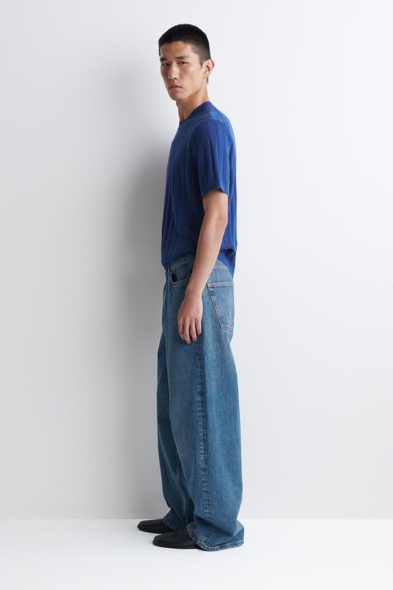 Ribbed Merino Wool-cotton T-shirt, Alternate, color, COBALT BLUE