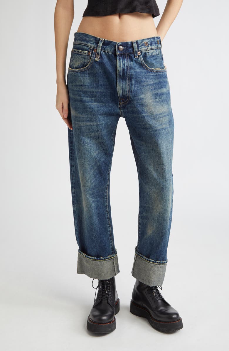 R13 Cuffed X-Boyfriend Jeans, Main, color, Adelaide Selvedge Blue