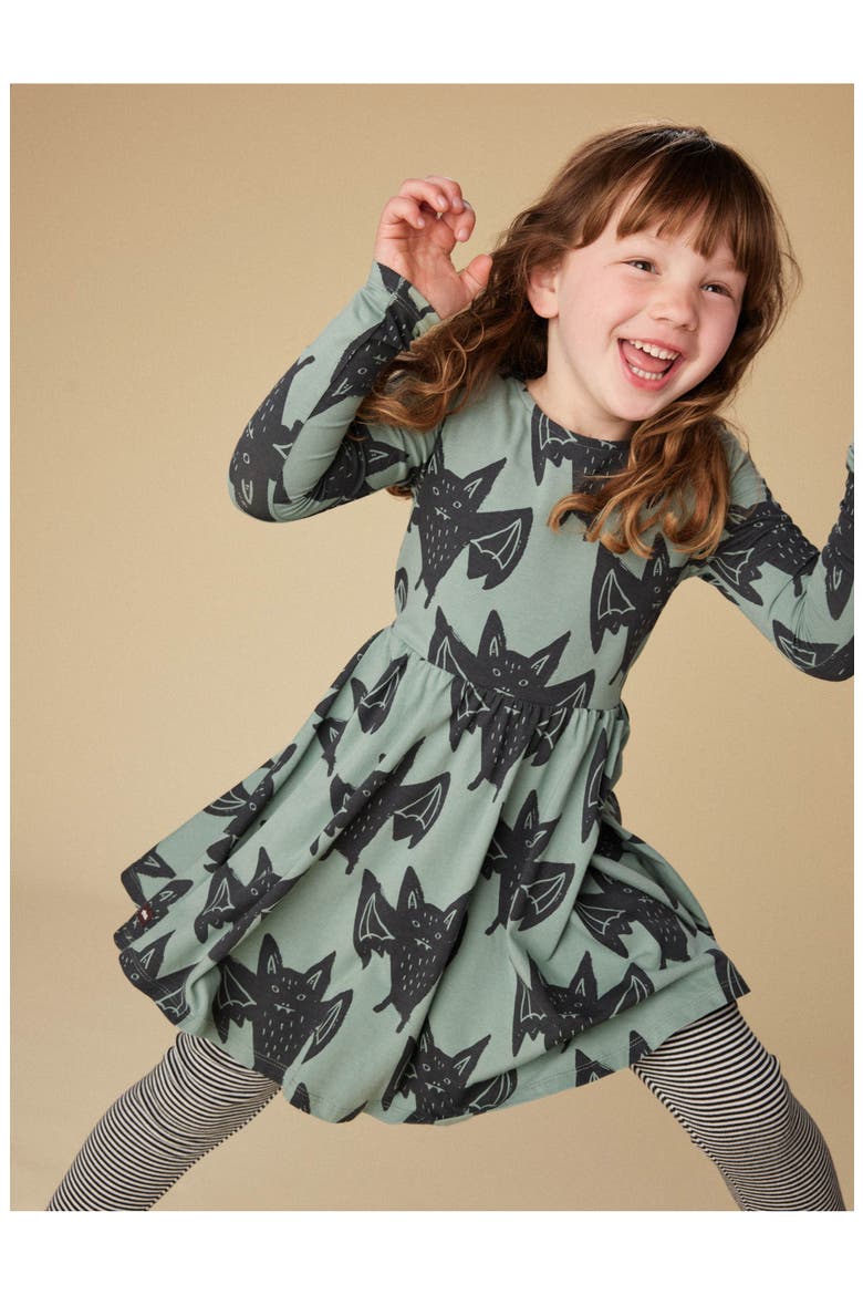 Printed Ballet Dress, Alternate, color, Fly By Night Bats