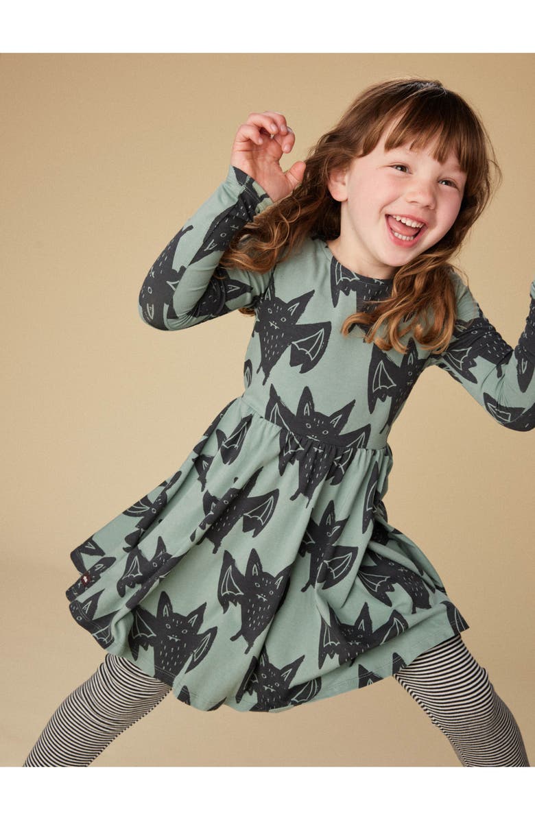 Tea Collection Printed Ballet Dress, Alternate, color, Fly By Night Bats