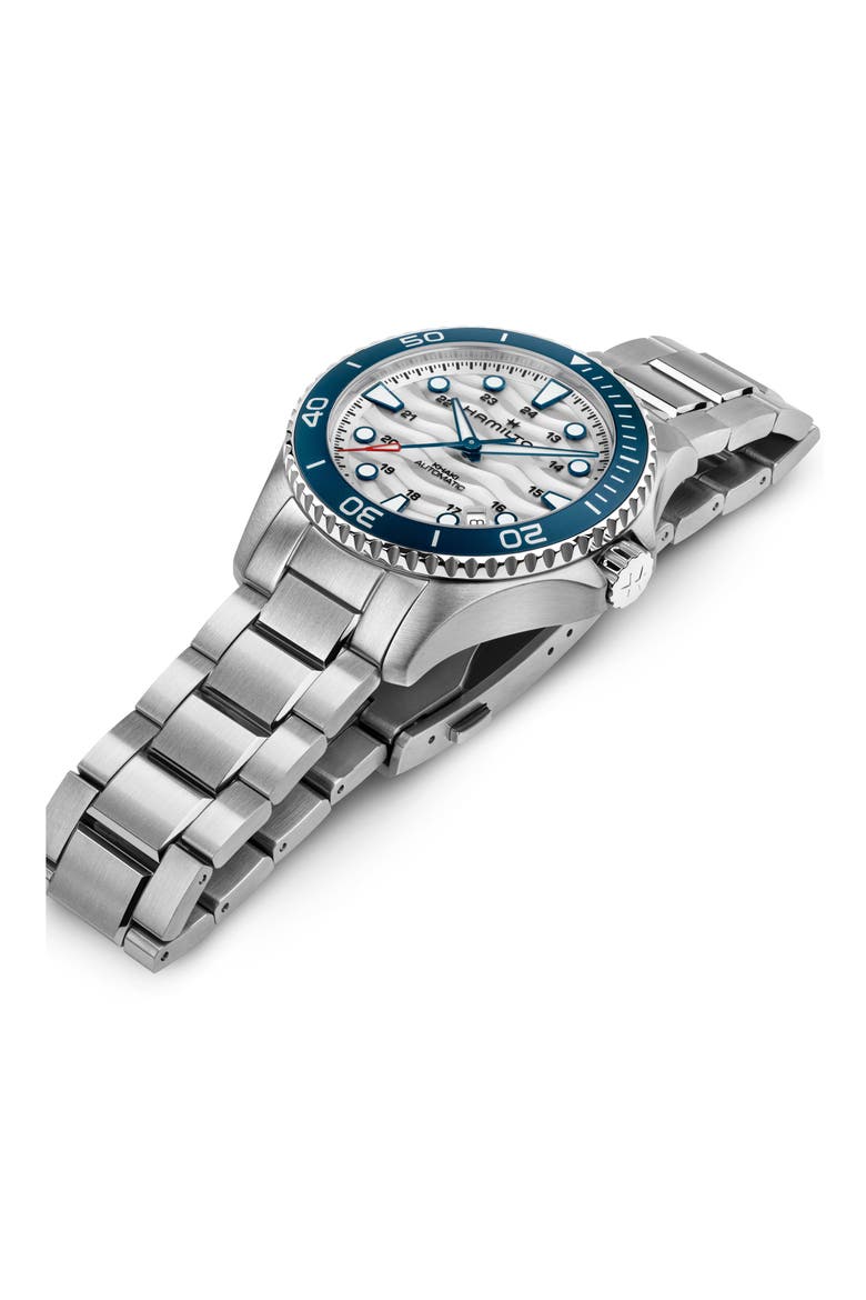 Khaki Navy Scuba White Automatic Bracelet Watch, 40mm, Alternate, color, WHITE/ STAINLESS STEEL