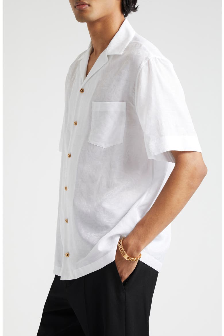Barocco Jacquard Camp Shirt, Alternate, color, OPTICAL WHITE