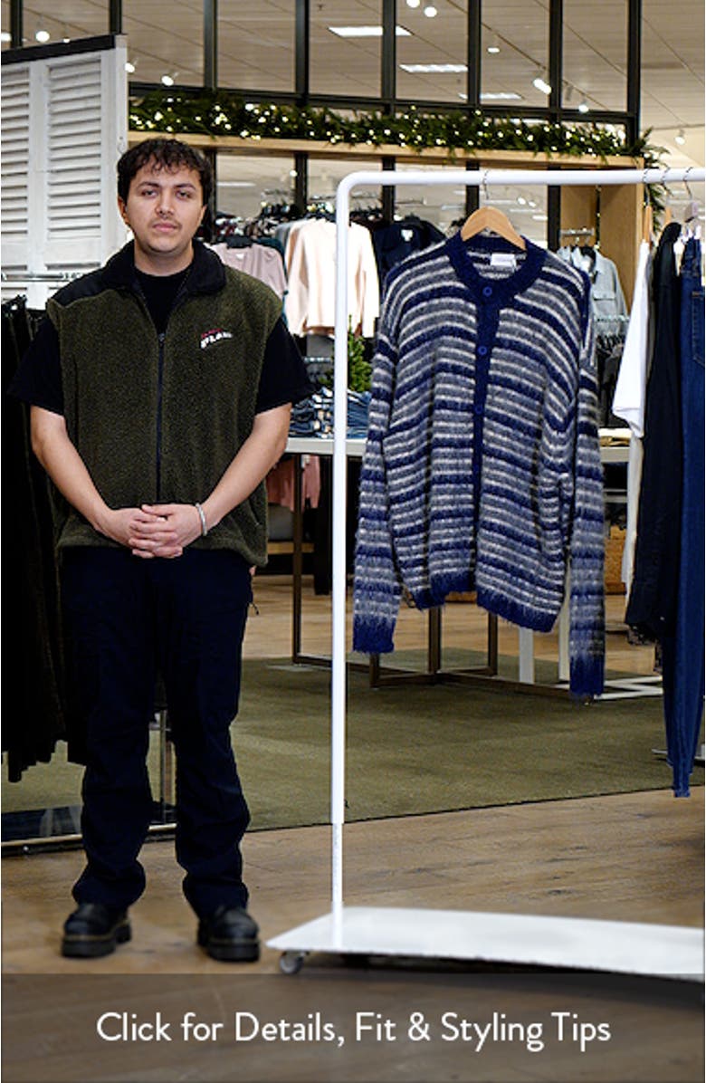 Stripe Fluffy Crewneck Cardigan, sales video thumbnail