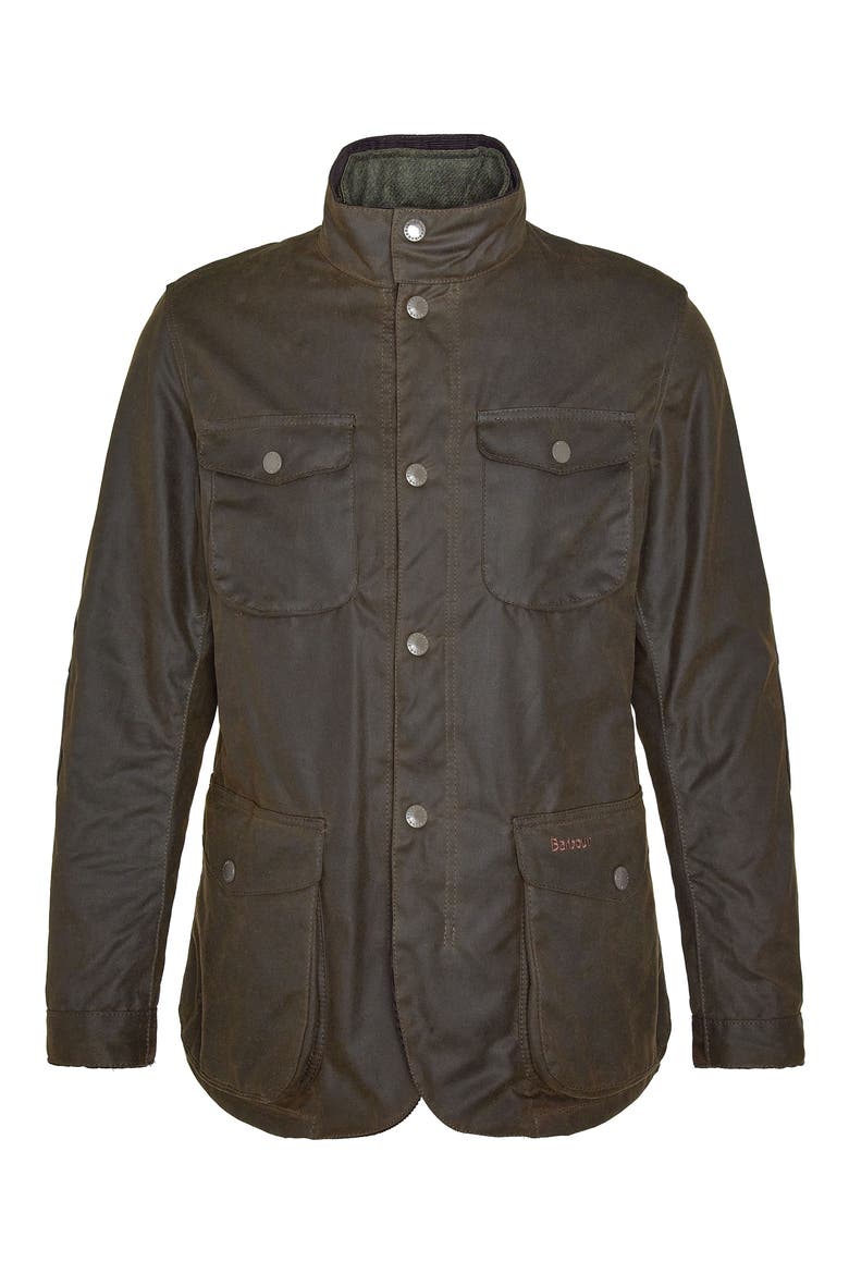Ogston Water Resistant Waxed Cotton Jacket with Removable Quilted Bib, Alternate, color, OLIVE I