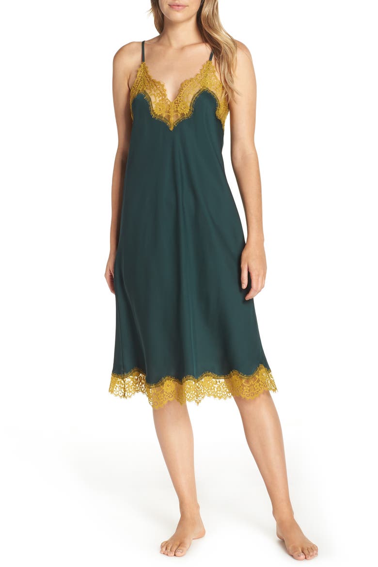 x Atlantic-Pacific Lace & Satin Slip, Main, color, GREEN PARK