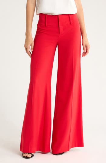 Alice And Olivia Alice + Olivia Olivia Low Rise Wide Flare Leg Pants In Red