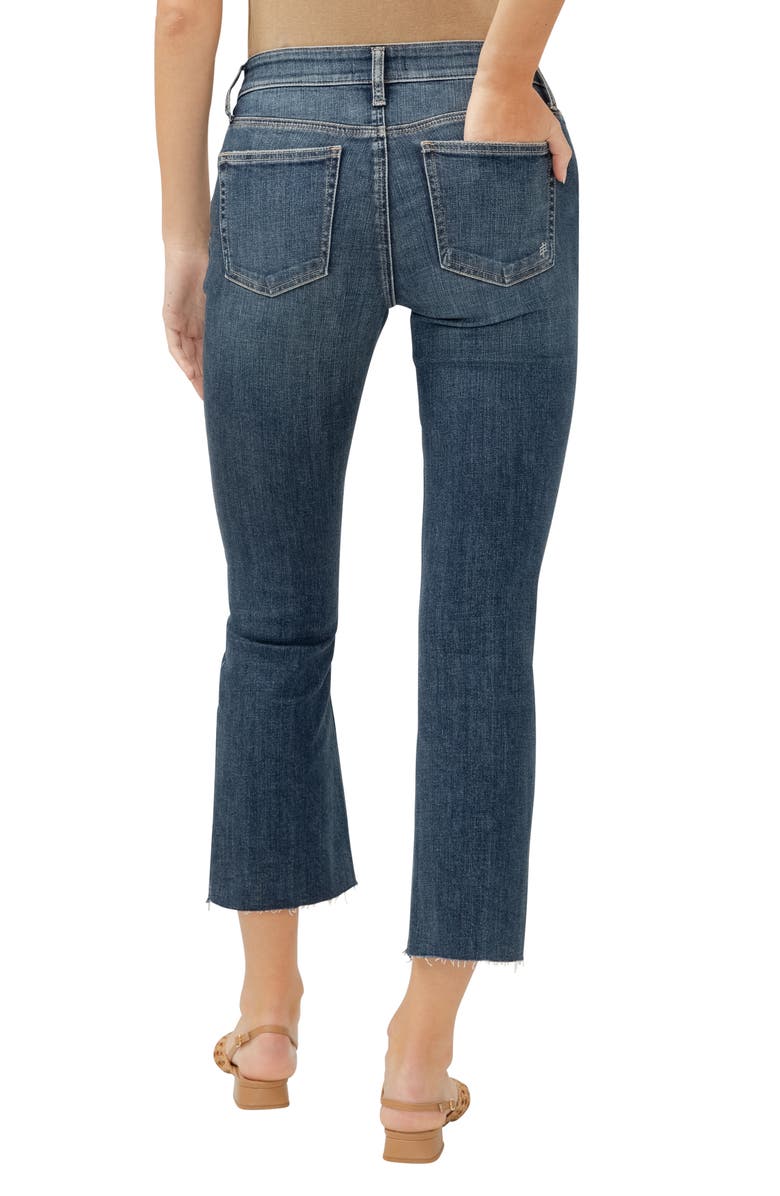 Silver Jeans Co. Suki Curvy Raw Hem Mid Rise Kick Flare Jeans, Alternate, color, Indigo