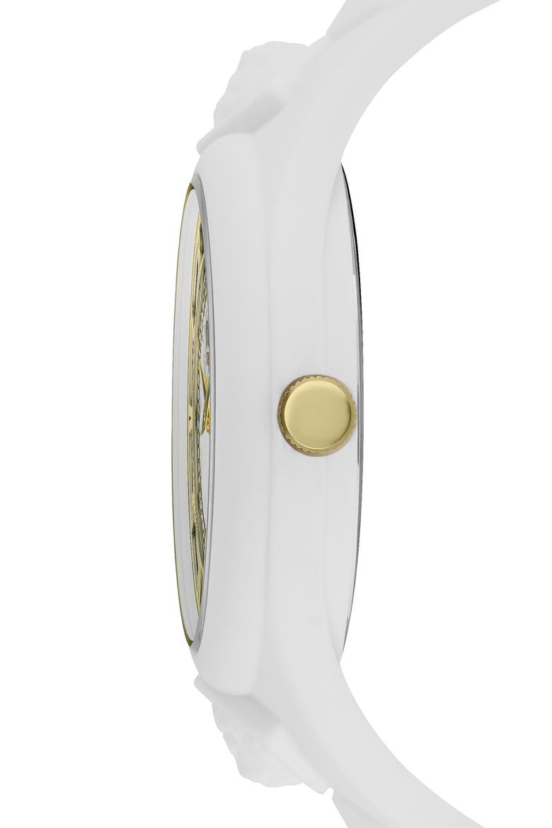 Versace Silicone Strap Watch, 39mm & Zip Case, Alternate, color, WHITE