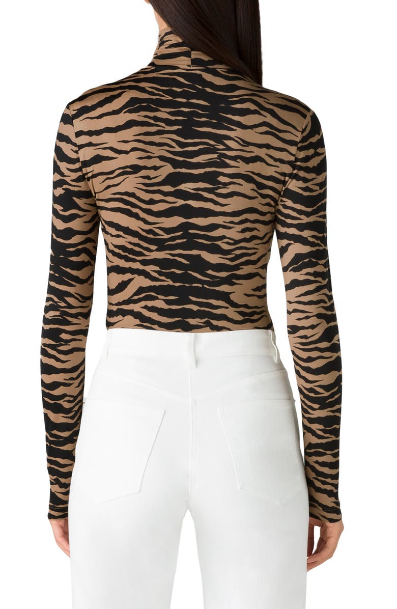 St. John Collection Nuda Tiger Print Turtleneck Top, Alternate, color, 