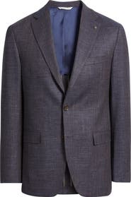 Jack Victor Midland Contemporary Fit Blue Mélange Wool & Silk Blend Sport Coat