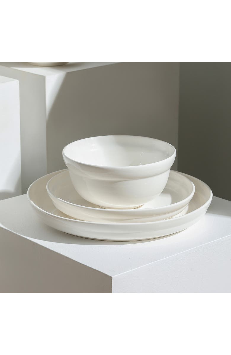 Stone Lain Virtuo Porcelain 4-Piece Dinner Plate Set, Alternate, color, White