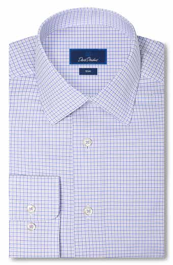 Slim Fit Check Stretch Cotton Twill Dress Shirt