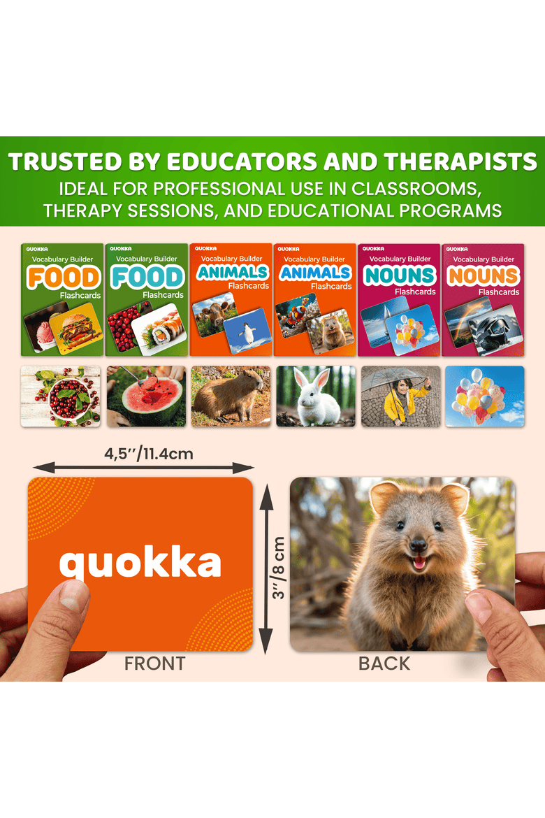 Kids Flash Cards High Contrast & Vocabulary, Alternate, color, Animal, food, nouns