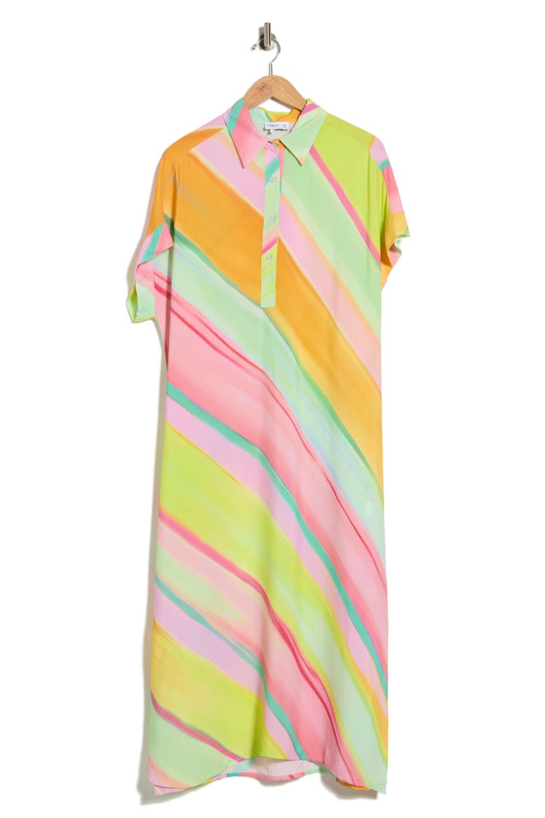 Galiena Midi Shirtdress, Main, color, DIAGONAL RAINBOW