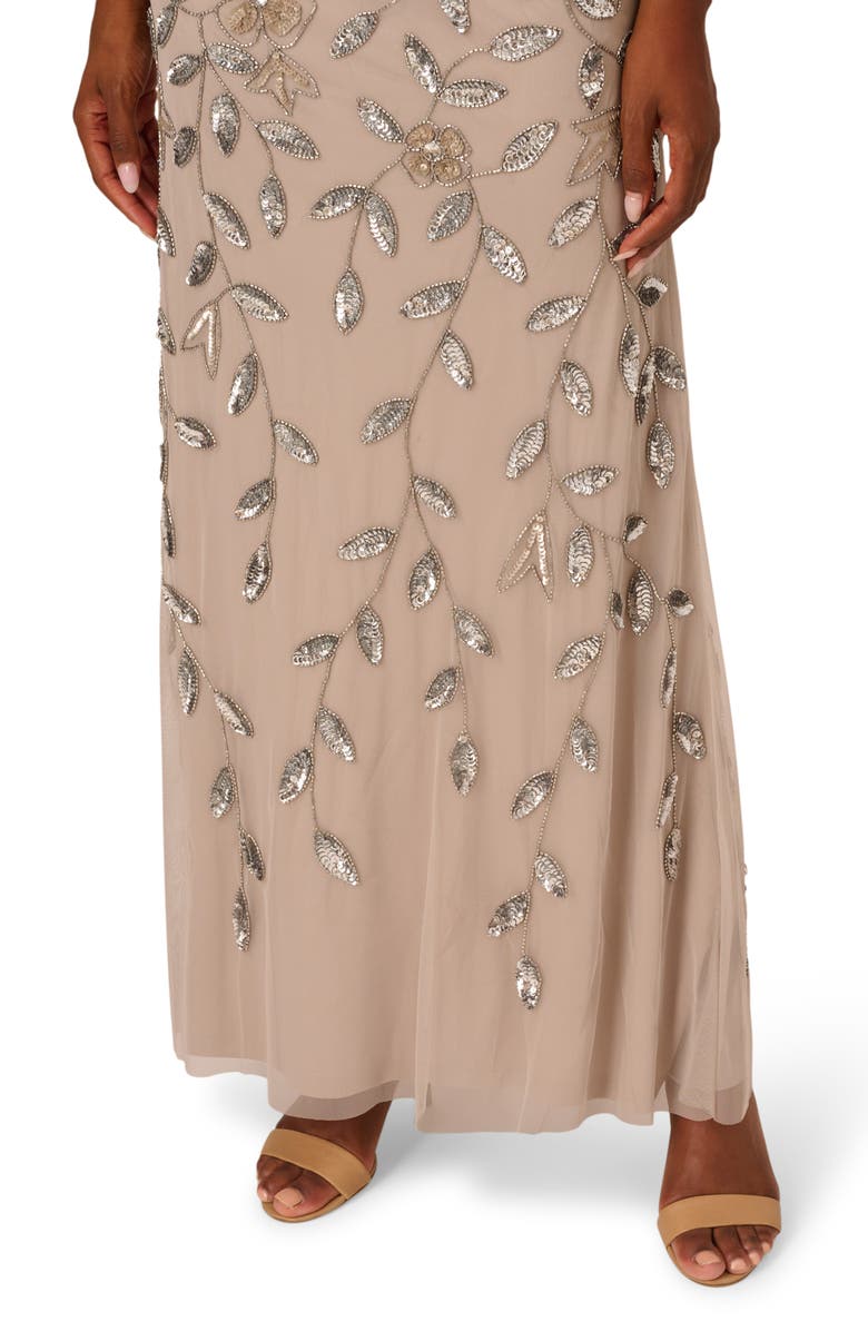 Adrianna Papell Beaded Mesh Gown, Alternate, color, 