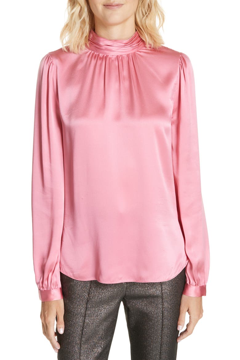 Chilton Bow Back Silk Blouse, Main, color, PINK