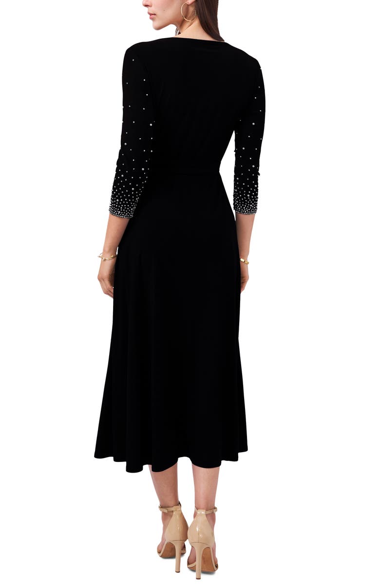 Chaus Embellished Tie Waist Midi Dress, Alternate, color, Black