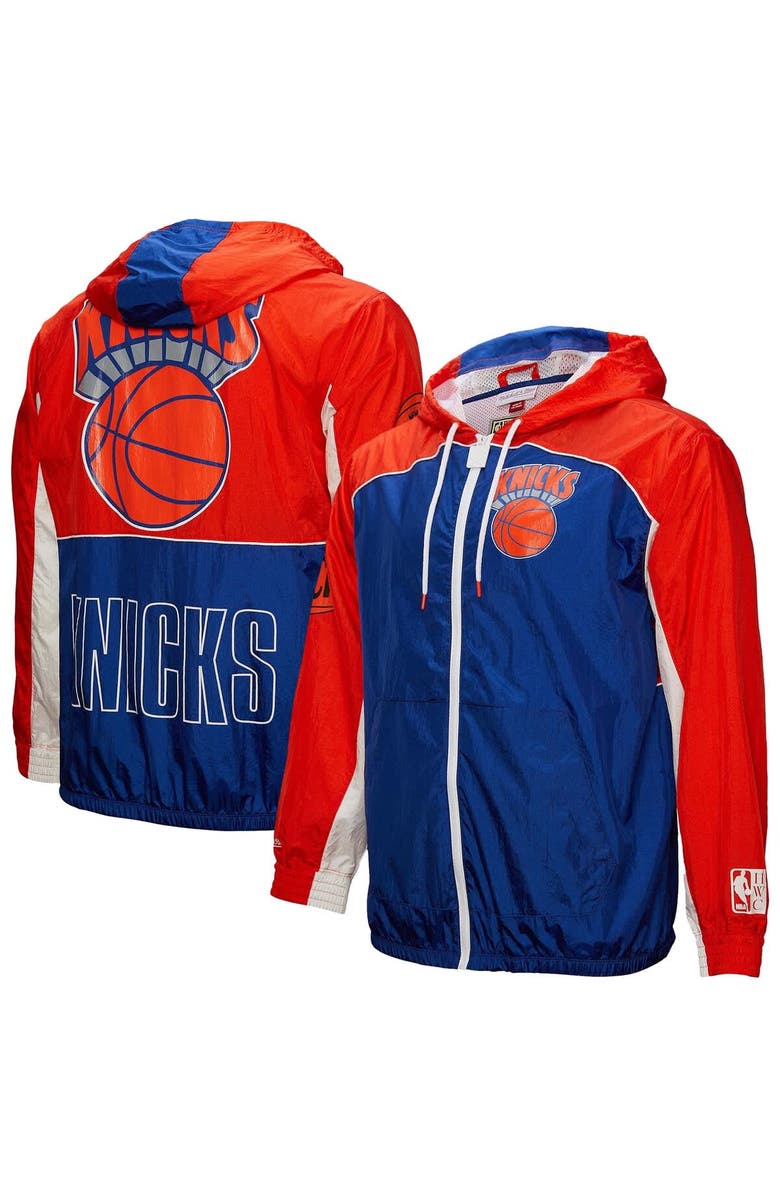 Mitchell & Ness Men's Mitchell & Ness Blue New York Knicks Hardwood Classics Big Shot Premium Full-Zip Windbreaker Jacket, Alternate, color, Blue