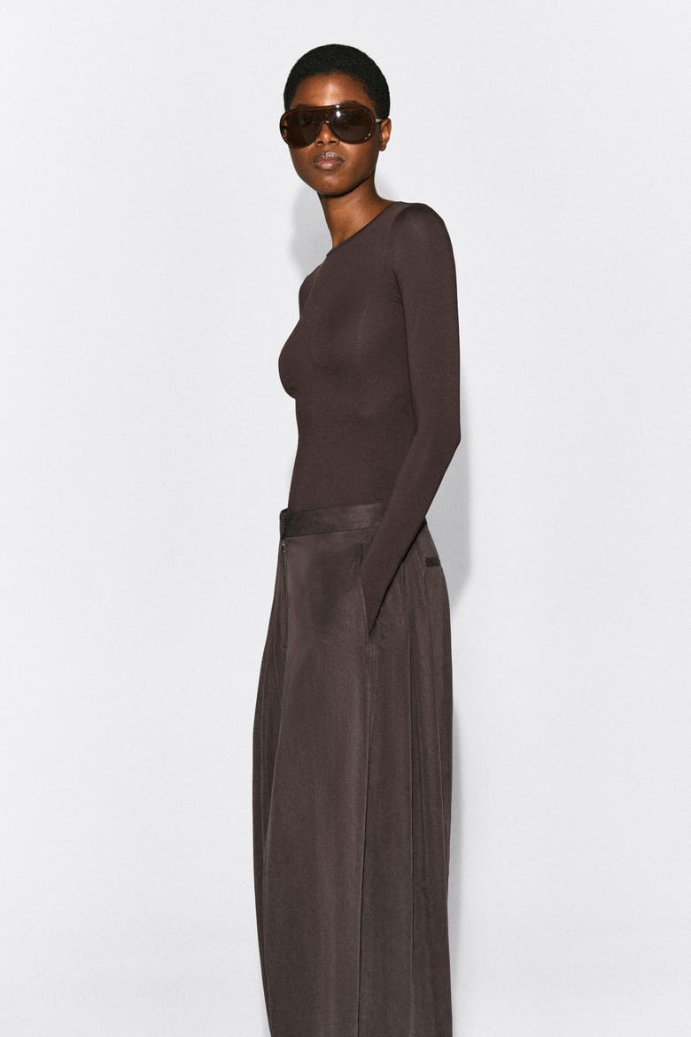 Toggle-Hem Wide-Leg Pants, Alternate, color, BROWN