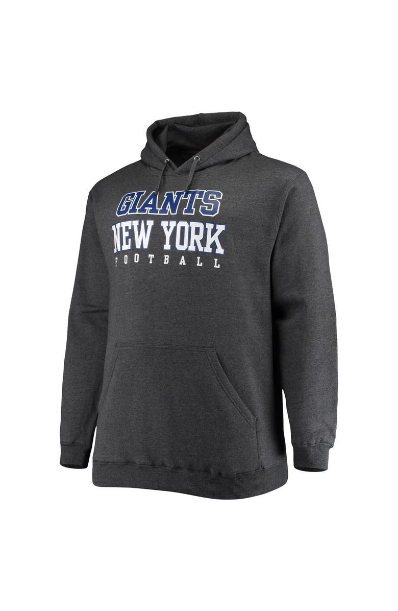 FANATICS Men's Fanatics Branded Heathered Charcoal New York Giants Big & Tall Practice Pullover Hoodie, Alternate, color, 