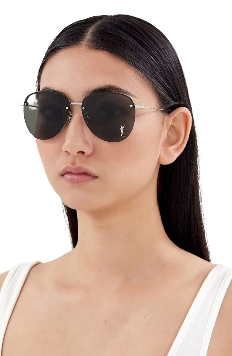 Saint Laurent 61mm Pilot Sunglasses, Alternate, color,