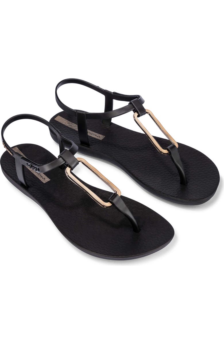 Ipanema Clas Modern Water Resistant Ankle Strap Sandal, Main, color, Black/ Gold