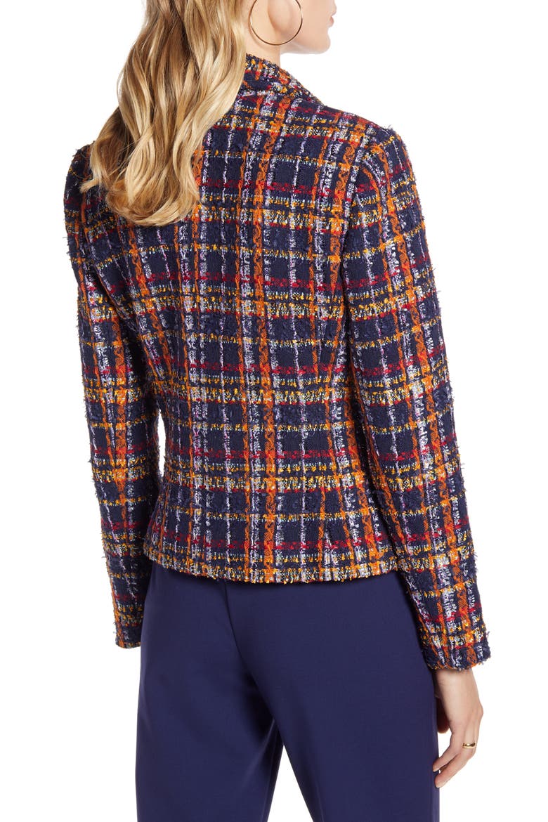 Plaid Tweed Jacket, Alternate, color, NAVY MULTI TWEED