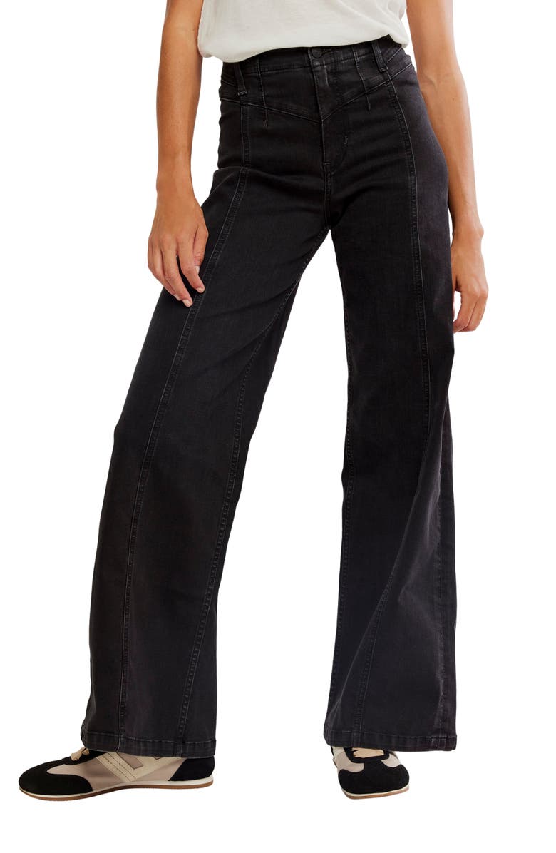 Free People Libre Front Yoke Wide Leg Jeans, Main, color, Cafe Noir