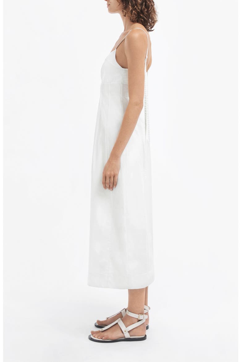 Bustier Midi Dress in Cotton Sateen, Alternate, color, White