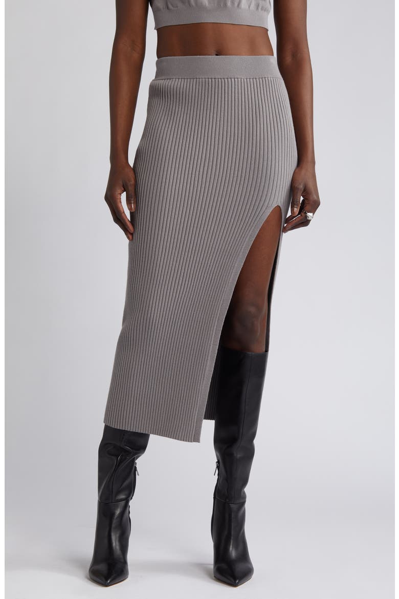 Rib Sweater Skirt, Main, color, GREY CLOUDBURST