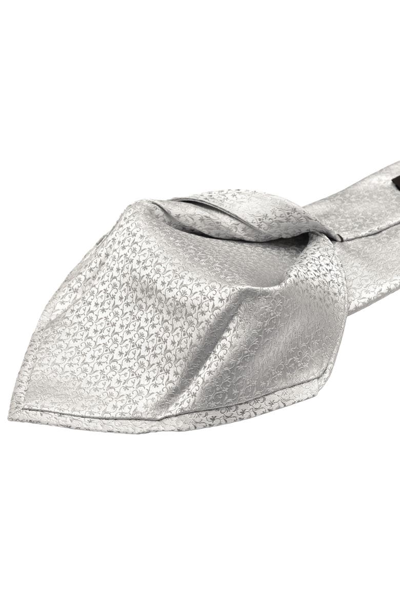 Elizabetta Parioli - Extra Long Silk Jacquard Tie for Men, Alternate, color, Silver