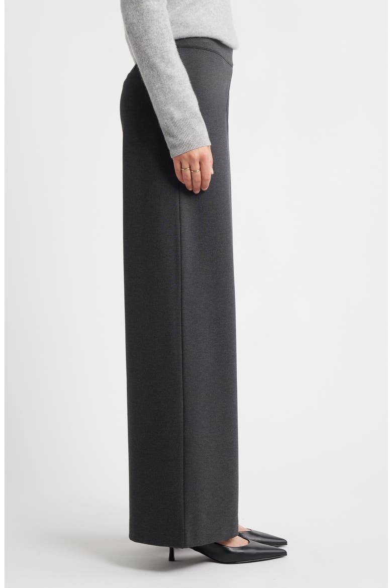 High Waist Wide Leg Ponte Pants, Alternate, color, GREY DARK CHARCOAL HEATHER