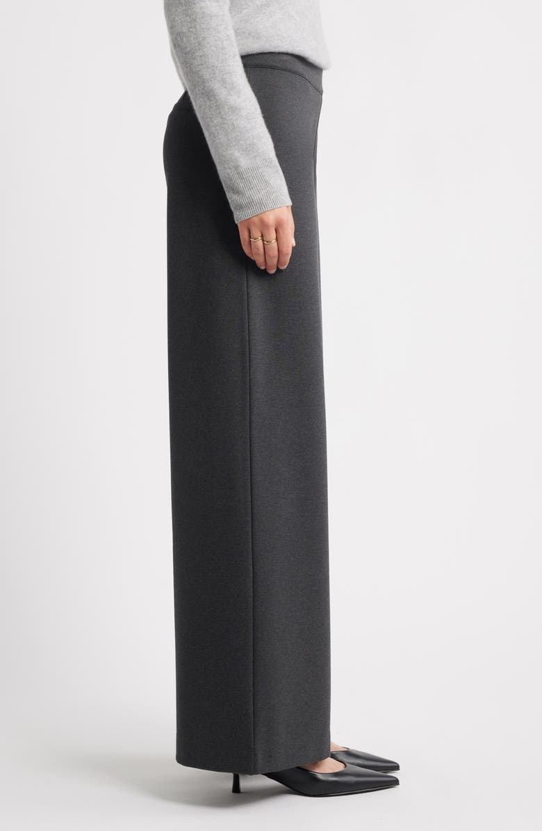 Caslon<sup>®</sup> High Waist Wide Leg Ponte Pants, Alternate, color, Grey Dark Charcoal Heather