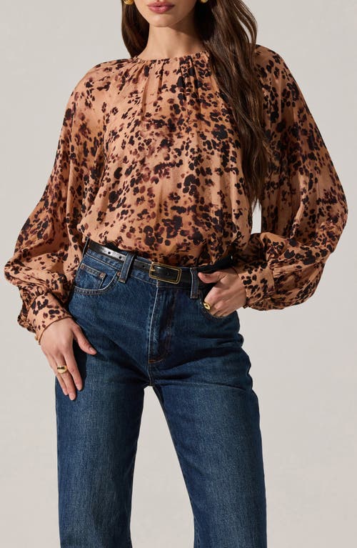 Astr The Label Reyen Long Sleeve Top In Brown