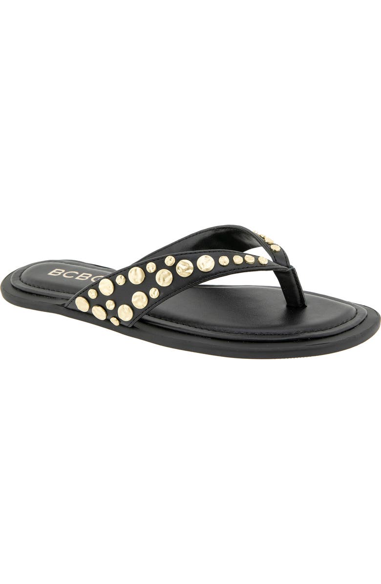 BCBG Zelilya Studded Flip Flop, Main, color, Black