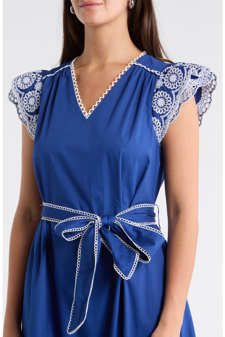 Siera Embroidered Ruffle Maxi Dress, Alternate, color, NAVY-WHITE