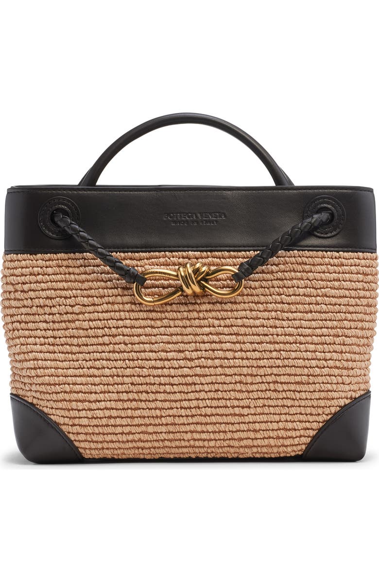 Bottega Veneta Small Andiamo Raffia & Leather Shoulder Bag, Main, color, Natural/ Espresso